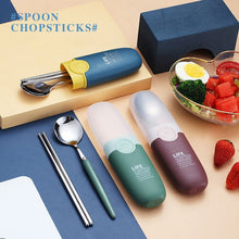 Load image into Gallery viewer, 2 in 1 Simple Child Student Travel Portable 304 Stainless Steel Spoon Chopsticks Cutlery Set
