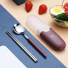 Load image into Gallery viewer, 2 in 1 Simple Child Student Travel Portable 304 Stainless Steel Spoon Chopsticks Cutlery Set