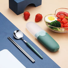 Load image into Gallery viewer, 2 in 1 Simple Child Student Travel Portable 304 Stainless Steel Spoon Chopsticks Cutlery Set