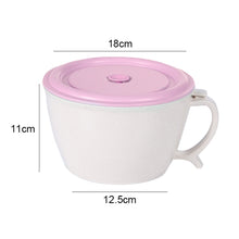 Load image into Gallery viewer, Wheat Fiber Instant Noodle Bowl Creative and Convenient Sealed Lunch Box with Mobile Phone Holder, Pink, Blue, Green