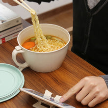 Load image into Gallery viewer, Wheat Fiber Instant Noodle Bowl Creative and Convenient Sealed Lunch Box with Mobile Phone Holder, Pink, Blue, Green
