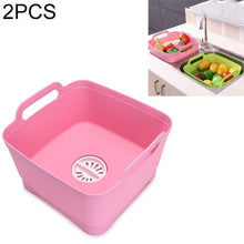 Load image into Gallery viewer, 2 PCS Multifunctional Mobile Sink Kitchen Plastic Vegetable Washing Basket Fruit And Vegetable Storage Drain Basket, Pink, Purple, Green, Blue, White, Dark Gray, Dark Green