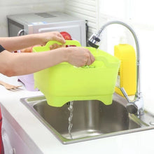 Load image into Gallery viewer, 2 PCS Multifunctional Mobile Sink Kitchen Plastic Vegetable Washing Basket Fruit And Vegetable Storage Drain Basket, Pink, Purple, Green, Blue, White, Dark Gray, Dark Green