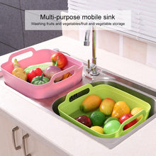 Load image into Gallery viewer, 2 PCS Multifunctional Mobile Sink Kitchen Plastic Vegetable Washing Basket Fruit And Vegetable Storage Drain Basket, Pink, Purple, Green, Blue, White, Dark Gray, Dark Green