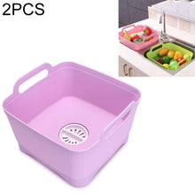 Load image into Gallery viewer, 2 PCS Multifunctional Mobile Sink Kitchen Plastic Vegetable Washing Basket Fruit And Vegetable Storage Drain Basket, Pink, Purple, Green, Blue, White, Dark Gray, Dark Green