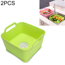 Load image into Gallery viewer, 2 PCS Multifunctional Mobile Sink Kitchen Plastic Vegetable Washing Basket Fruit And Vegetable Storage Drain Basket, Pink, Purple, Green, Blue, White, Dark Gray, Dark Green
