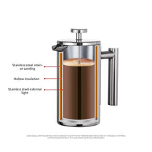 Load image into Gallery viewer, 304 Stainless Steel French Pressure Coffee Pot Hand Made Tea Pot, 350ml, 800ml, 1000ml