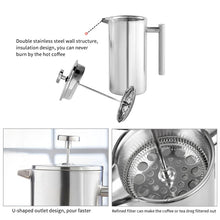 Load image into Gallery viewer, 304 Stainless Steel French Pressure Coffee Pot Hand Made Tea Pot, 350ml, 800ml, 1000ml