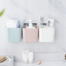 Load image into Gallery viewer, Bathroom Rack Wall-mounted Suction Cup Free Punch Storage Box Washstand Toothbrush Toothpaste Rack, White, Pink, Green