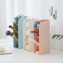 Load image into Gallery viewer, Multifunctional Home Furnishing Vertical Desktop Plastic Makeup Storage Box Student Stationery Pen Holder, Pink, Blue, White