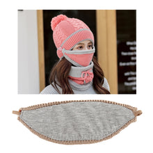 Load image into Gallery viewer, 3 In 1 Female Winter Two-color Warm Woolen Cap Mask and Scarf