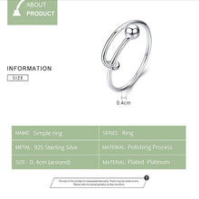Load image into Gallery viewer, S925 Sterling Silver Ring Platinum Plated Open Ring, SCR520
