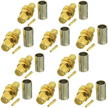 Load image into Gallery viewer, Plug Connector Crimp For RG58 / LMR195 / RG142 / RG400, 10pcs SMA Male, 10pcs SMA Female, 10pcs RP SMA Male, 10pcs RP SMA Female