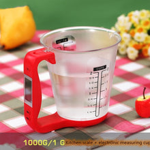 Load image into Gallery viewer, 1000g / 1g Kitchen Electronic Scales Electronic Measuring Cup Baking DIY Measuring Tool, Red, Black