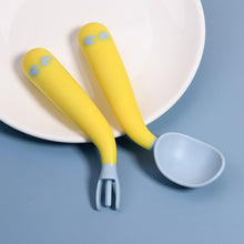 Load image into Gallery viewer, Baby Learning To Eat Bending Training Elbow Twisting Spoon Fork