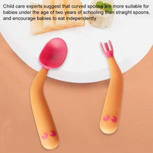 Load image into Gallery viewer, Baby Learning To Eat Bending Training Elbow Twisting Spoon Fork