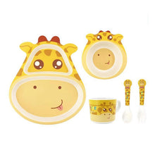 Load image into Gallery viewer, Bamboo Fiber Children Tableware Set Household Cute Cartoon Baby Food Supplement Plate Set, 040 Giraffe, 041 Cow, 042 Lion, 043 Monkey, 044 Panda, 045 Frog