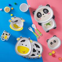 Load image into Gallery viewer, Bamboo Fiber Children Tableware Set Household Cute Cartoon Baby Food Supplement Plate Set, 040 Giraffe, 041 Cow, 042 Lion, 043 Monkey, 044 Panda, 045 Frog