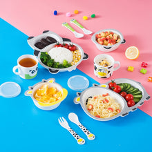 Load image into Gallery viewer, Bamboo Fiber Children Tableware Set Household Cute Cartoon Baby Food Supplement Plate Set, 040 Giraffe, 041 Cow, 042 Lion, 043 Monkey, 044 Panda, 045 Frog