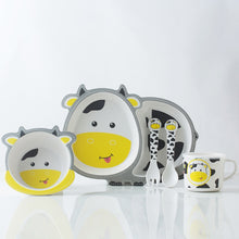 Load image into Gallery viewer, Bamboo Fiber Children Tableware Set Household Cute Cartoon Baby Food Supplement Plate Set, 040 Giraffe, 041 Cow, 042 Lion, 043 Monkey, 044 Panda, 045 Frog