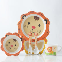Load image into Gallery viewer, Bamboo Fiber Children Tableware Set Household Cute Cartoon Baby Food Supplement Plate Set, 040 Giraffe, 041 Cow, 042 Lion, 043 Monkey, 044 Panda, 045 Frog