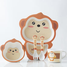Load image into Gallery viewer, Bamboo Fiber Children Tableware Set Household Cute Cartoon Baby Food Supplement Plate Set, 040 Giraffe, 041 Cow, 042 Lion, 043 Monkey, 044 Panda, 045 Frog