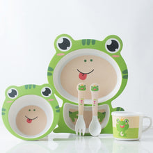 Load image into Gallery viewer, Bamboo Fiber Children Tableware Set Household Cute Cartoon Baby Food Supplement Plate Set, 040 Giraffe, 041 Cow, 042 Lion, 043 Monkey, 044 Panda, 045 Frog