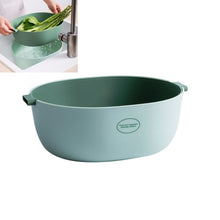 Load image into Gallery viewer, Kitchen Rice Pan Double-dish Vegetable Drain Basket Plastic Fruit Basket, U Shape Light Green, U Shape Dark Red, U Shape Light Gray, O Shape Light Green, O Shape Dark Red, O Shape Light Gray