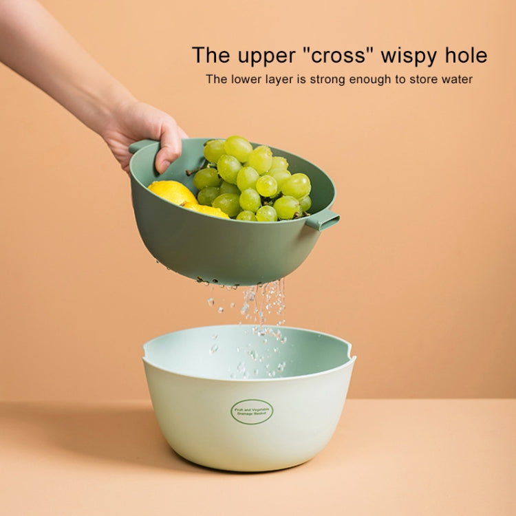 Kitchen Rice Pan Double-dish Vegetable Drain Basket Plastic Fruit Basket, U Shape Light Green, U Shape Dark Red, U Shape Light Gray, O Shape Light Green, O Shape Dark Red, O Shape Light Gray