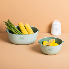 Load image into Gallery viewer, Kitchen Rice Pan Double-dish Vegetable Drain Basket Plastic Fruit Basket, U Shape Light Green, U Shape Dark Red, U Shape Light Gray, O Shape Light Green, O Shape Dark Red, O Shape Light Gray