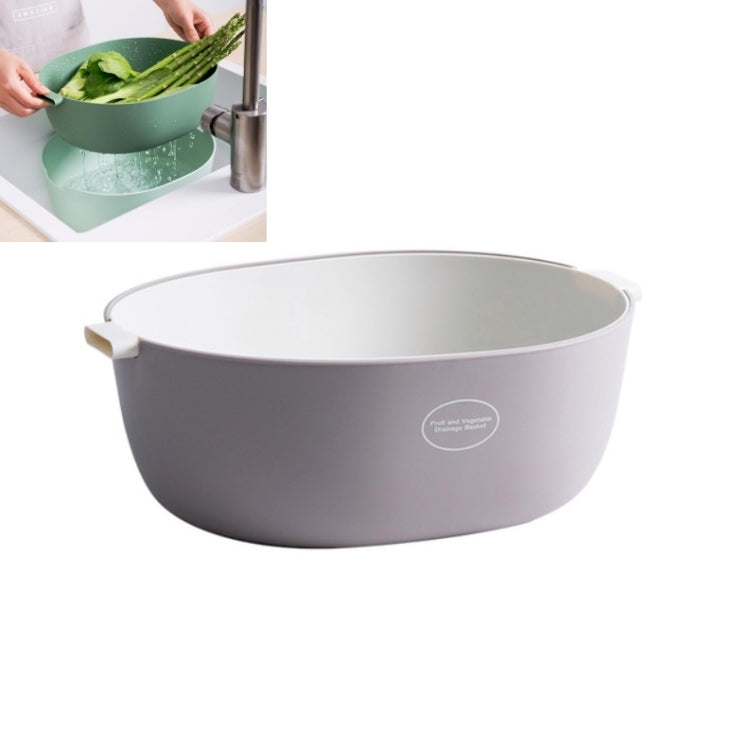 Kitchen Rice Pan Double-dish Vegetable Drain Basket Plastic Fruit Basket, U Shape Light Green, U Shape Dark Red, U Shape Light Gray, O Shape Light Green, O Shape Dark Red, O Shape Light Gray