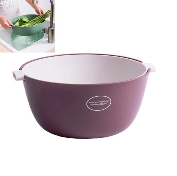 Kitchen Rice Pan Double-dish Vegetable Drain Basket Plastic Fruit Basket, U Shape Light Green, U Shape Dark Red, U Shape Light Gray, O Shape Light Green, O Shape Dark Red, O Shape Light Gray