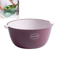 Load image into Gallery viewer, Kitchen Rice Pan Double-dish Vegetable Drain Basket Plastic Fruit Basket, U Shape Light Green, U Shape Dark Red, U Shape Light Gray, O Shape Light Green, O Shape Dark Red, O Shape Light Gray