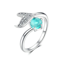 Load image into Gallery viewer, Mermaid Tears Open Ring S925 Sterling Silver and Platinum Plated Ring, SCR515