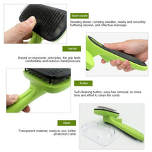 Load image into Gallery viewer, Pet Hair Removal Comb Automatic Hair Removal Brush Dog Hair Grooming Comb Cleaning Supplies, Green