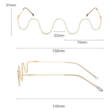 Load image into Gallery viewer, Fashion Handmade Diamond Half-Frame Metal Wave Without Decorative Glasses Frame, Frame color: C01 golden