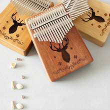Load image into Gallery viewer, 17-tone Kalimba Portable Thumb Piano, Mahogany-Classic Deer, Bamboo-Classic Deer, Mahogany-Sun God, Mahogany-Six-Pointed Star, Mahogany-Blue (Classic Deer), Spruce-Classic Deer, White-Classic Deer, Acacia-Classic Deer, Sapele-Classic Deer              ...