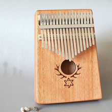 Load image into Gallery viewer, 17-tone Kalimba Portable Thumb Piano, Mahogany-Classic Deer, Bamboo-Classic Deer, Mahogany-Sun God, Mahogany-Six-Pointed Star, Mahogany-Blue (Classic Deer), Spruce-Classic Deer, White-Classic Deer, Acacia-Classic Deer, Sapele-Classic Deer              ...
