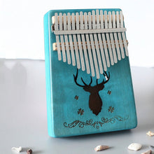 Load image into Gallery viewer, 17-tone Kalimba Portable Thumb Piano, Mahogany-Classic Deer, Bamboo-Classic Deer, Mahogany-Sun God, Mahogany-Six-Pointed Star, Mahogany-Blue (Classic Deer), Spruce-Classic Deer, White-Classic Deer, Acacia-Classic Deer, Sapele-Classic Deer              ...