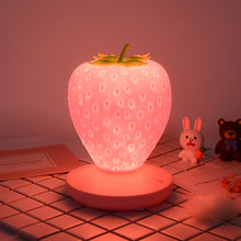 Load image into Gallery viewer, Creative Home LED Silicone Strawberry Night Light USB Rechargeable Bedside Decoration Atmosphere Light, Pink Strawberry, Red Strawberry, White Strawberry