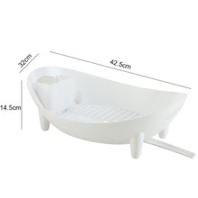 Load image into Gallery viewer, Tableware Storage Drain Dish Rack Multi-function Kitchen Utensil Rack, White, Gray