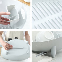 Load image into Gallery viewer, Tableware Storage Drain Dish Rack Multi-function Kitchen Utensil Rack, White, Gray