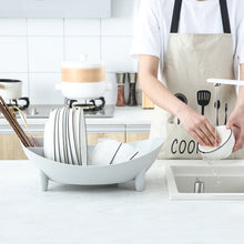 Load image into Gallery viewer, Tableware Storage Drain Dish Rack Multi-function Kitchen Utensil Rack, White, Gray