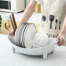 Load image into Gallery viewer, Tableware Storage Drain Dish Rack Multi-function Kitchen Utensil Rack, White, Gray