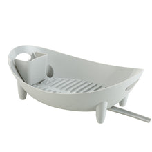 Load image into Gallery viewer, Tableware Storage Drain Dish Rack Multi-function Kitchen Utensil Rack, White, Gray