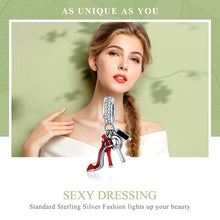 Load image into Gallery viewer, 925 Sterling Silver Charm Red Lipstick High Heels Makeup Mirror Pendant