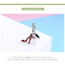Load image into Gallery viewer, 925 Sterling Silver Charm Red Lipstick High Heels Makeup Mirror Pendant