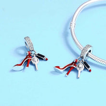 Load image into Gallery viewer, 925 Sterling Silver Charm Red Lipstick High Heels Makeup Mirror Pendant