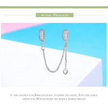 Load image into Gallery viewer, 925 Sterling Silver Love Heart Safety Chain Charms Stopper Pendant Women Bracelets DIY Jewelry, SCC1112