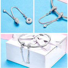 Load image into Gallery viewer, 925 Sterling Silver Love Heart Safety Chain Charms Stopper Pendant Women Bracelets DIY Jewelry, SCC1112
